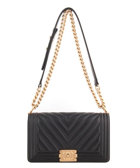 chanel boy black quilted and chevron